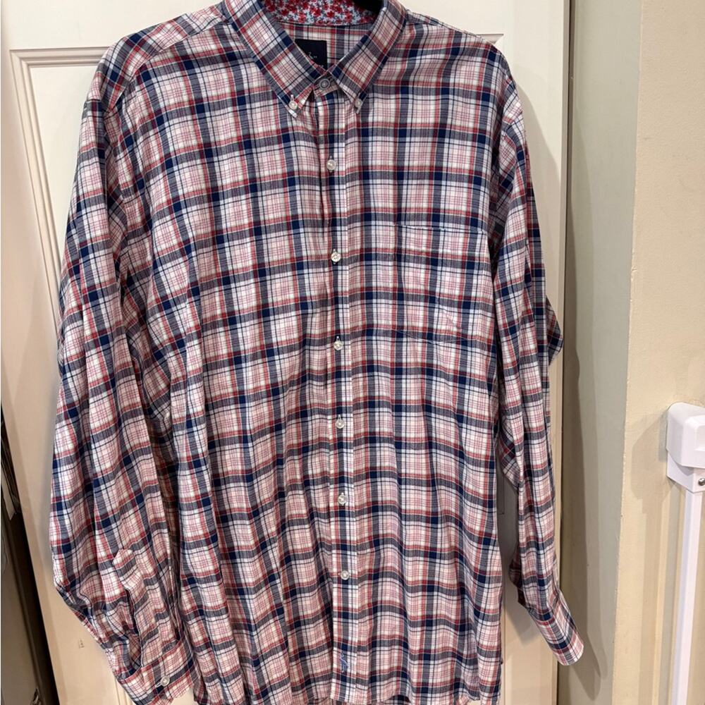 Tailorbyrd Red and Blue Plaid Casual Shirt men’s XXL